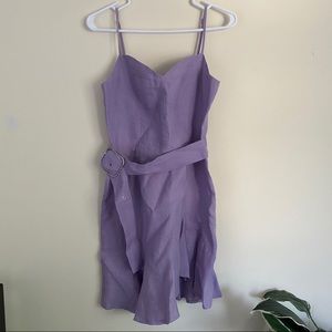 Olivaceous Lavender Slanted Bottom Dress With Belt